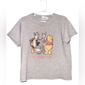 Vintage Disney Winnie the Pooh Friends T-Shirt Kids Gray Graphic Tee Disneyland